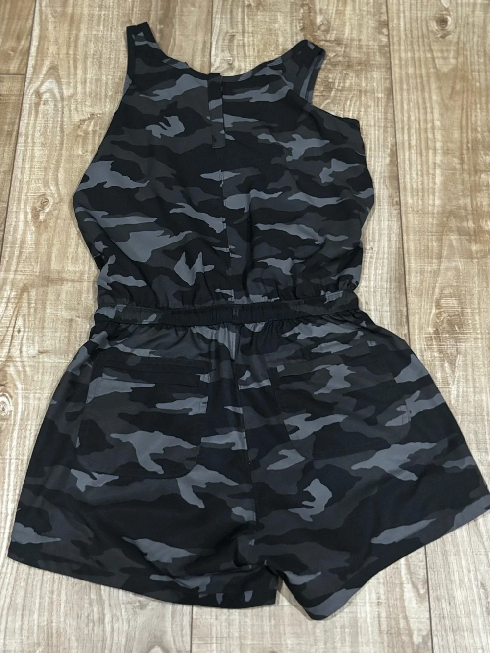 Athleta Black & Gray Camo Girls' Athletic Romper